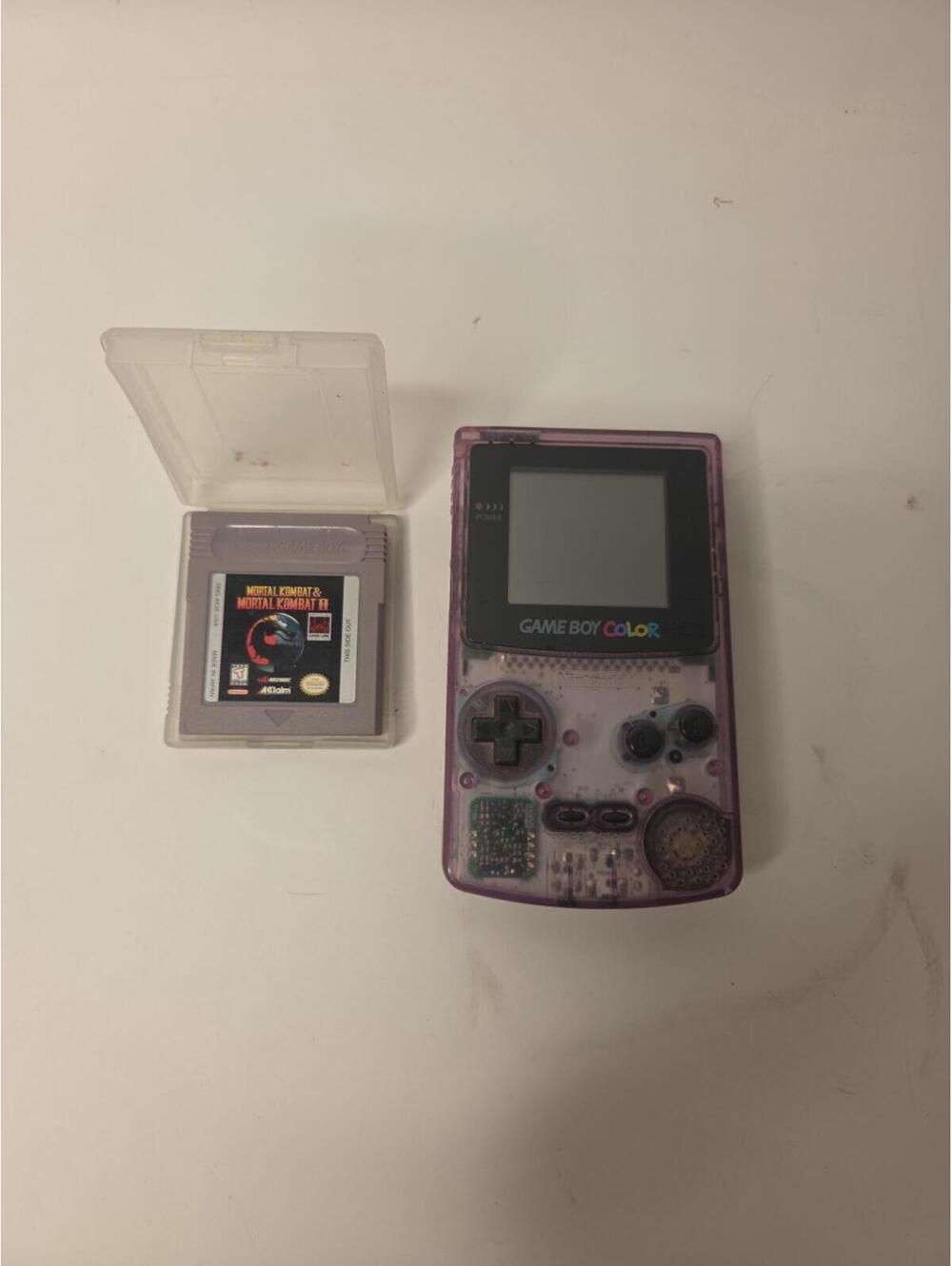 Nintendo Game Boy Color Atomic Purple Console W/ Mortal Combat 1/2 Tested